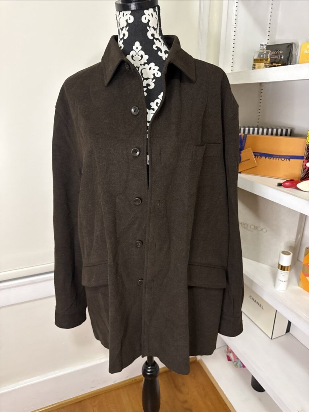 NICE Baracuta Soft Men’s Collared Button Up Brown Shirt Jacket w/ Pockets Size L